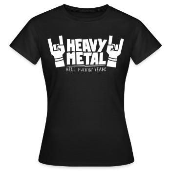 Texte massif en métal lourd avec des cornes de doigts - T-shirt Femme - noir - Devant - AI Model Female 172 dark (172cm)