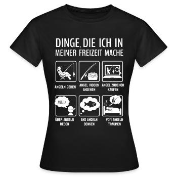  Lustiges Angeln Fischer Freizeit Hobby Spruch - Frauen T-Shirt - Schwarz - Vorne - AI Model Female 172 dark (172cm)