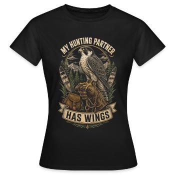 Falknerei Falkner, mon partenaire de chasse, a des ailes - T-shirt Femme - noir - Devant - AI Model Female 172 dark (172cm)