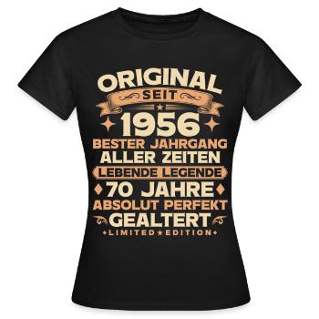 Original 1956 Jahrgang Legende 70. Geburtstag - Frauen T-Shirt - Schwarz - Vorne - AI Model Female 172 dark (172cm)
