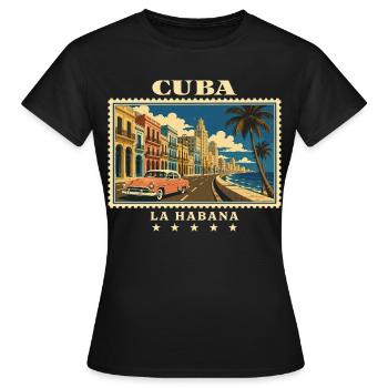 Kuba La Habana Vintage Reisemarke - Frauen T-Shirt - Schwarz - Vorne - AI Model Female 172 dark (172cm)