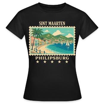 Marque de voyage vintage Sint Maarten Philipsburg - T-shirt Femme - noir - Devant - AI Model Female 172 dark (172cm)