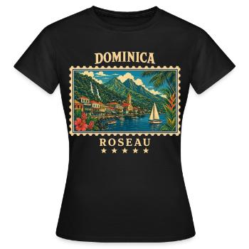 Marque de voyage vintage Dominica Roseau - T-shirt Femme - noir - Devant - AI Model Female 172 dark (172cm)
