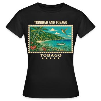 Marque de voyage vintage de Trinité-et-Tobago - T-shirt Femme - noir - Devant - AI Model Female 172 dark (172cm)
