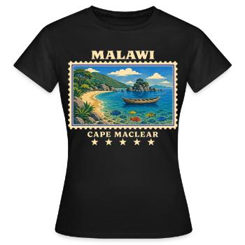Marque de voyage vintage Malawi Cape Maclear - T-shirt Femme - noir - Devant - AI Model Female 172 dark (172cm)