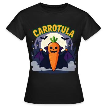 Blague sur le costume d’Halloween de Carotte Carotte et Vampire - T-shirt Femme - noir - Devant - AI Model Female 172 dark (172cm)