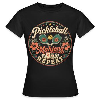 Pickleball Mahjong Passion Joueur Vintage - T-shirt Femme - noir - Devant - AI Model Female 172 dark (172cm)