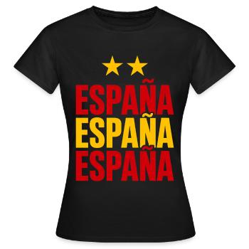Spanien Schriftzug in Nationalfarben - Frauen T-Shirt - Schwarz - Vorne - AI Model Female 172 dark (172cm)