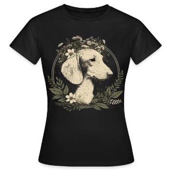 Couronne de fleurs de chien viennoise de teckel - T-shirt Femme - noir - Devant - AI Model Female 172 dark (172cm)