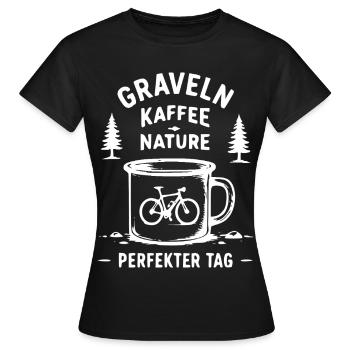 Gravel Kaffee Natur Fahrrad-Tasse - Frauen T-Shirt - Schwarz - Vorne - AI Model Female 172 dark (172cm)