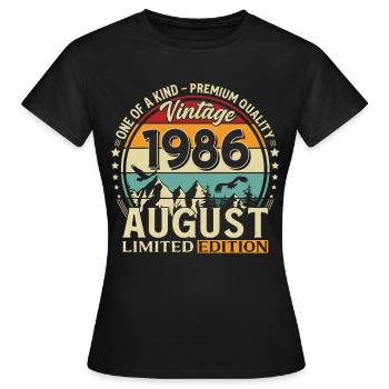 Cadeau pour 40 ans Mari Original 1986 Août - T-shirt Femme - noir - Devant - AI Model Female 172 dark (172cm)