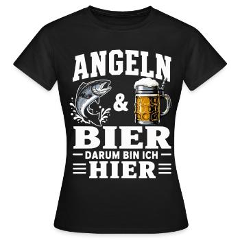 Angeln und Bier Angler Spruch Hobbyangeln - Frauen T-Shirt - Schwarz - Vorne - AI Model Female 172 dark (172cm)