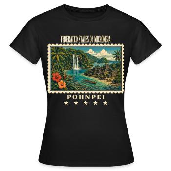 Micronesia Pohnpei Marque de voyage vintage - T-shirt Femme - noir - Devant - AI Model Female 172 dark (172cm)