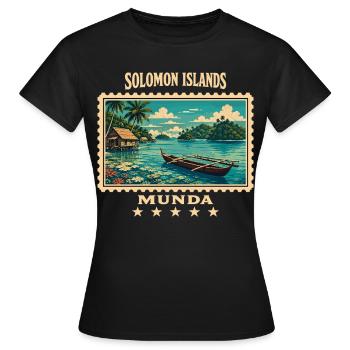 Marque de voyage vintage Solomon Islands Munda - T-shirt Femme - noir - Devant - AI Model Female 172 dark (172cm)