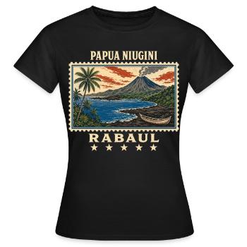 Papua-Neuguinea Rabaul Vintage Reisemarke - Frauen T-Shirt - Schwarz - Vorne - AI Model Female 172 dark (172cm)