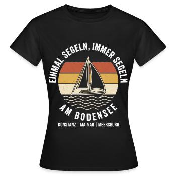 Segeln Bodensee Segelboot Vintage Retro - Frauen T-Shirt - Schwarz - Vorne - AI Model Female 172 dark (172cm)