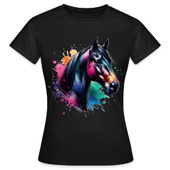Cheval à motif Trakehner - T-shirt Femme - noir - Devant - AI Model Female 172 dark (172cm)