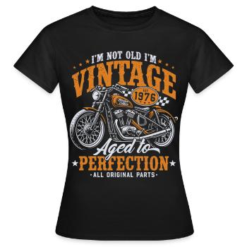 Cadeau d’anniversaire de moto vintage vintage 1976 - T-shirt Femme - noir - Devant - AI Model Female 172 dark (172cm)