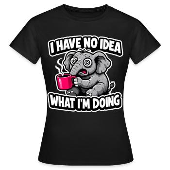 Je n’ai aucune idée : cadeau éléphant pour les fans de café - T-shirt Femme - noir - Devant - AI Model Female 172 dark (172cm)