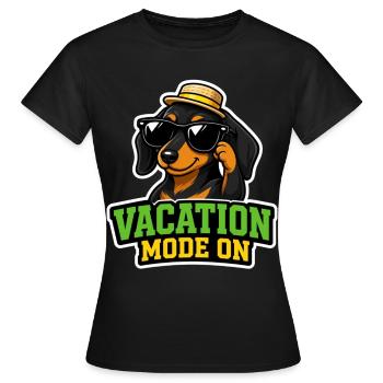 Mode de vacances sur le teckel qui dit T-shirt des vacances - T-shirt Femme - noir - Devant - AI Model Female 172 dark (172cm)