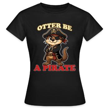 Loutre Être un pirate Mascotte drôle de Barbe de Lurtre Pirate - T-shirt Femme - noir - Devant - AI Model Female 172 dark (172cm)