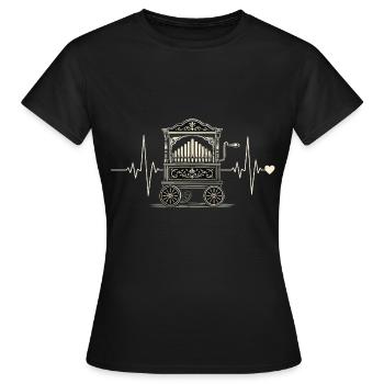 Battement de cœur d’orgue à baril | Motif musical de vielle à roue - T-shirt Femme - noir - Devant - AI Model Female 172 dark (172cm)