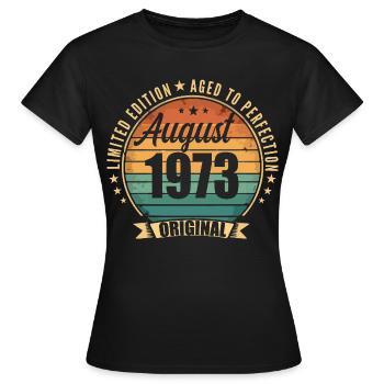 Août 1973 Anniversaire Édition Limitée Vintage - T-shirt Femme - noir - Devant - AI Model Female 172 dark (172cm)