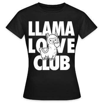 Llama Love Club – Lama au cœur - T-shirt Femme - noir - Devant - AI Model Female 172 dark (172cm)