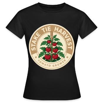 Motif de la récolte des plants de tomates dans le style vintage - T-shirt Femme - noir - Devant - AI Model Female 172 dark (172cm)