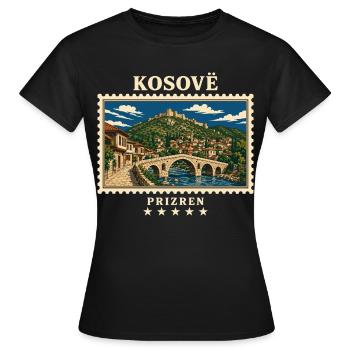 Kosovo Prizren Vintage Reisemarke - Frauen T-Shirt - Schwarz - Vorne - AI Model Female 172 dark (172cm)