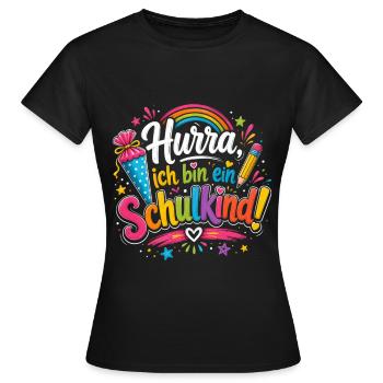 Hurra Ich Bin Ein Schulkind - Frauen T-Shirt - Schwarz - Vorne - AI Model Female 172 dark (172cm)