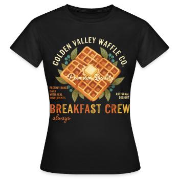Breakfast Crew : Brunch drôle Café Pancake Bacon - T-shirt Femme - noir - Devant - AI Model Female 172 dark (172cm)