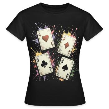 Cartes Carre d As Multicolore Splash Art - T-shirt Femme - noir - Devant - AI Model Female 172 dark (172cm)