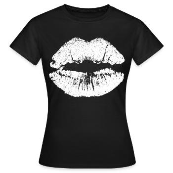 Lèvres embrassables avec Lipstick Lip Imprint White - T-shirt Femme - noir - Devant - AI Model Female 172 dark (172cm)