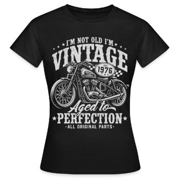 Cadeau d’anniversaire de moto vintage vintage 1976 - T-shirt Femme - noir - Devant - AI Model Female 172 dark (172cm)
