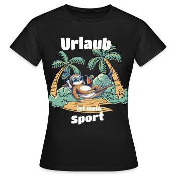 Urlaub ist mein Sport Faultier T-Shirt Sommer - Frauen T-Shirt - Schwarz - Vorne - AI Model Female 172 dark (172cm)