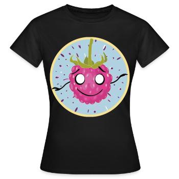 Cuddly raspberry face motif - Women's T-Shirt - black - Front - AI Model Female 172 dark (172cm)