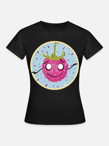 Kuscheliges Himbeer-Gesichtsmotiv - Frauen T-Shirt - Schwarz