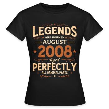 18. Geburtstag Geschenk Mann Legende August 2008 - Frauen T-Shirt - Schwarz - Vorne - AI Model Female 172 dark (172cm)