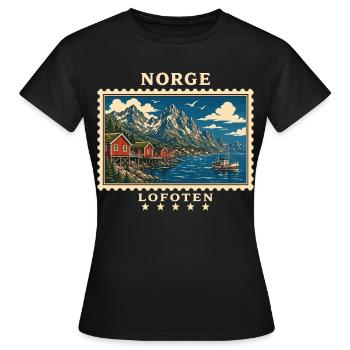 Norwegen Lofoten Vintage Reisemarke - Frauen T-Shirt - Schwarz - Vorne - AI Model Female 172 dark (172cm)