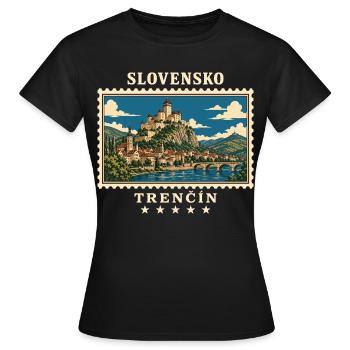 Slowakei Trenčín Vintage Reisemarke - Frauen T-Shirt - Schwarz - Vorne - AI Model Female 172 dark (172cm)