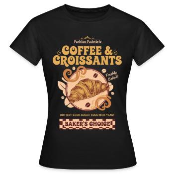 Petit-déjeuner, café, brunch, bacon, pancakes, nourriture drôle - T-shirt Femme - noir - Devant - AI Model Female 172 dark (172cm)