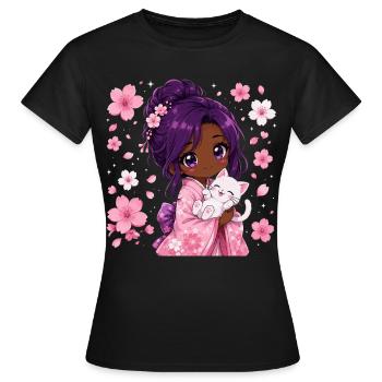 Fille noire japonaise - T-shirt Femme - noir - Devant - AI Model Female 172 dark (172cm)
