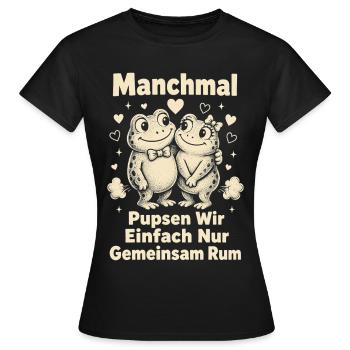 Lustiger Spruch Für Pärchen Furzen Pupsen Rum - Frauen T-Shirt - Schwarz - Vorne - AI Model Female 172 dark (172cm)