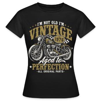 Cadeau d’anniversaire de moto vintage vintage 1976 - T-shirt Femme - noir - Devant - AI Model Female 172 dark (172cm)