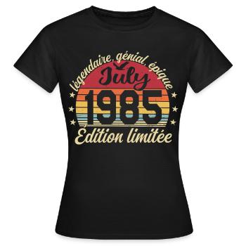 Anniversaire Juillet 1985 Vintage Cadeau - T-shirt Femme - noir - Devant - AI Model Female 172 dark (172cm)