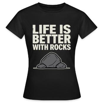 Fossiles de collectionneurs de pierres Géode Rochier Minéraux - T-shirt Femme - noir - Devant - AI Model Female 172 dark (172cm)
