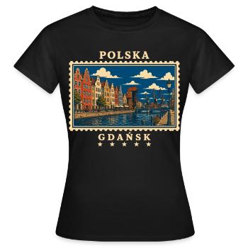 Polen Gdańsk Vintage Reisemarke - Frauen T-Shirt - Schwarz - Vorne - AI Model Female 172 dark (172cm)