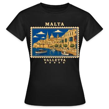 Marque de voyage vintage Malta Valletta - T-shirt Femme - noir - Devant - AI Model Female 172 dark (172cm)