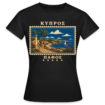 Zypern Paphos Vintage Reisemarke - Frauen T-Shirt - Schwarz - Vorne - AI Model Female 172 dark (172cm)